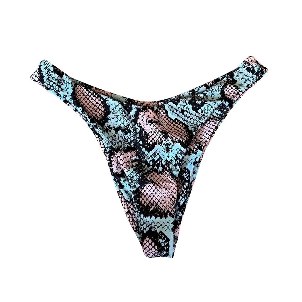 Snakeskin Pattern High Leg Swim Bottoms